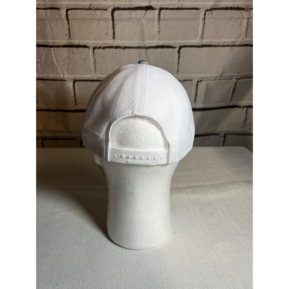 Richardson 112 Trucker Hat Cardinal CT Loveland CO Leather Patch Gray White Cap - Picture 3 of 4